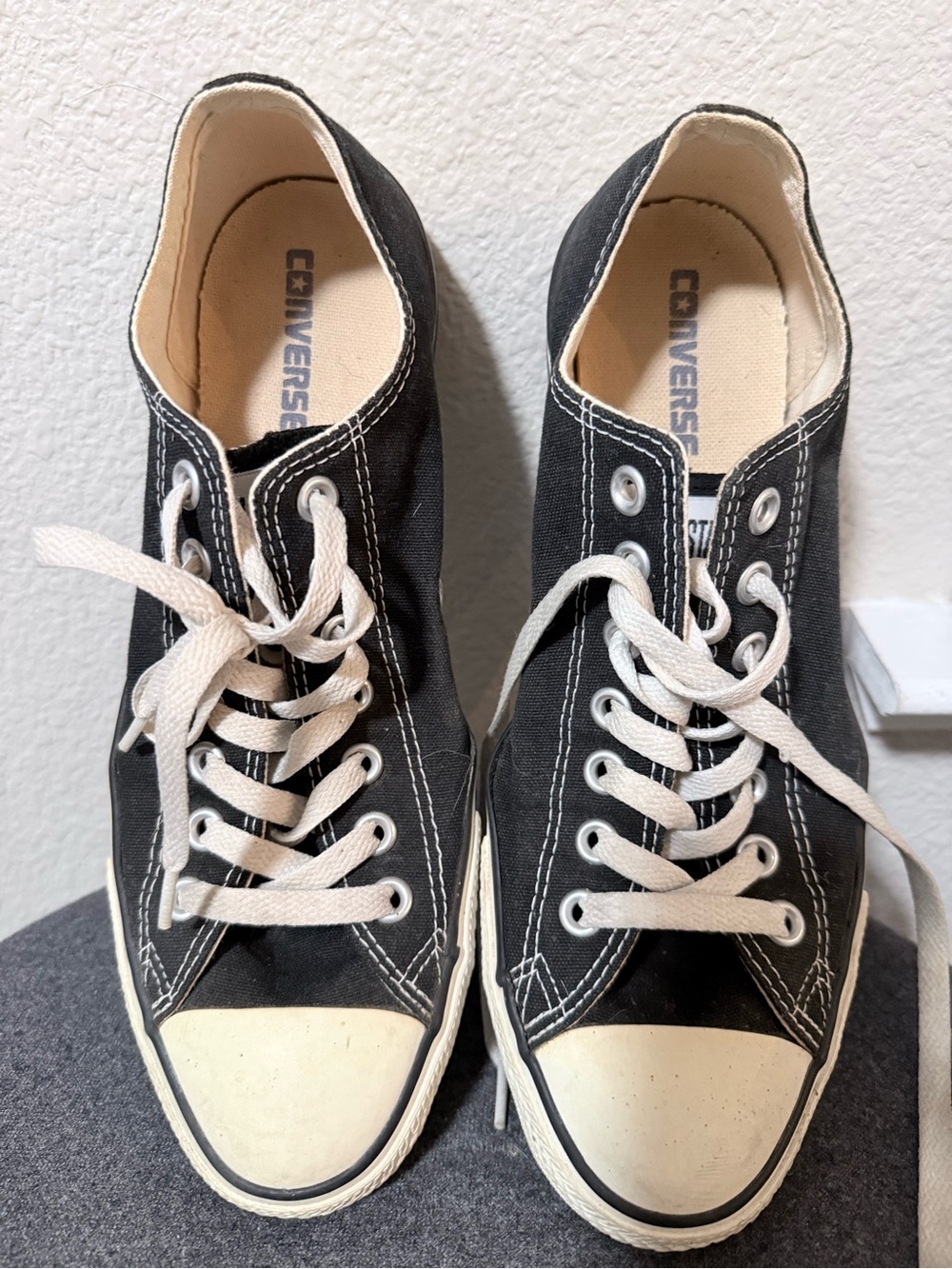 Converse Black and White Low-Top Canvas Sneakers W11/M9